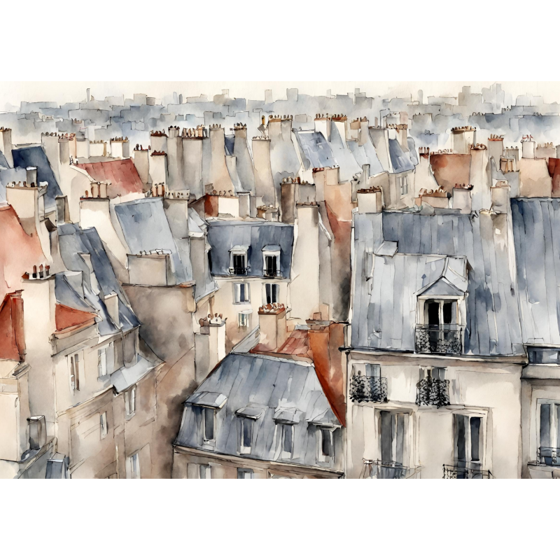 Carte postale "Toits de Paris aquarelle" - Recto