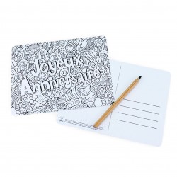 Carte postale Anniversaire à colorier - Agent Paper