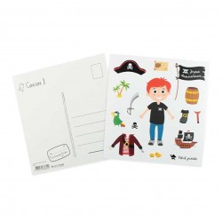 Carte postale Anniversaire avec stickers "Pirates" - Agent Paper