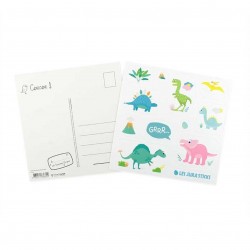 Carte postale Anniversaire avec stickers "Dinosaures" - Agent Paper