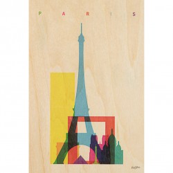 Carte postale en bois "Paris couleurs" - Woodhi