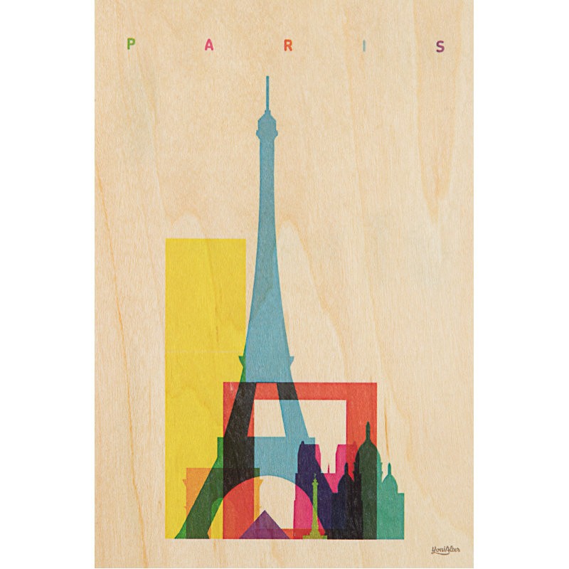 Carte postale en bois "Paris couleurs" - Woodhi