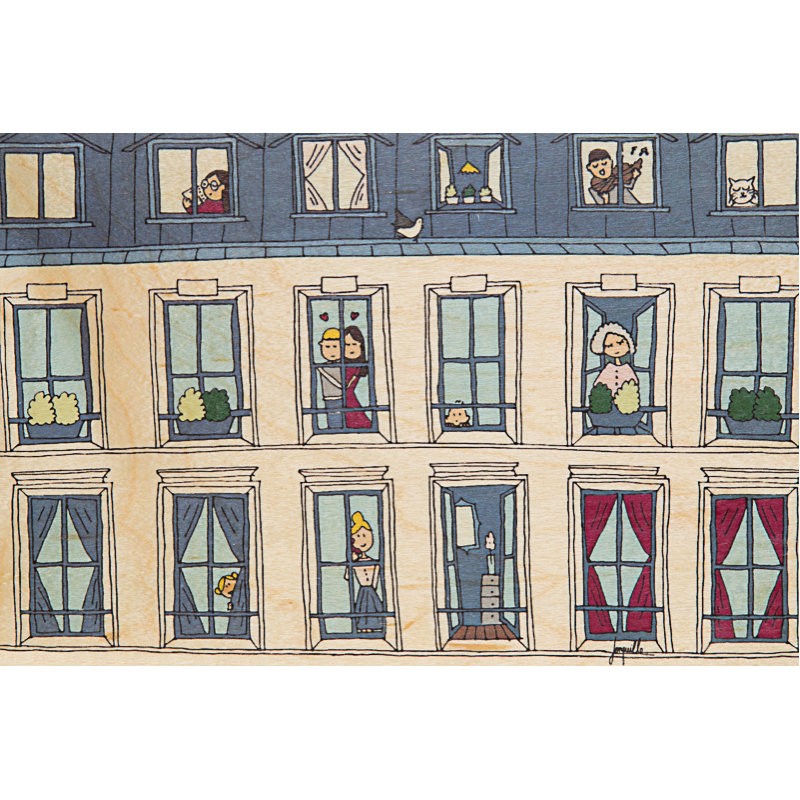 Carte postale en bois "Façade parisienne" - Woodhi