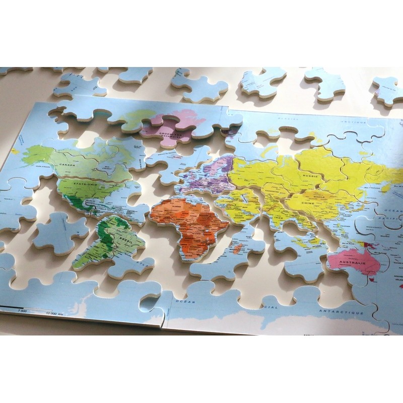 Puzzle Michèle Wilson 50 Pièces Carte du monde - Découpé à la Main