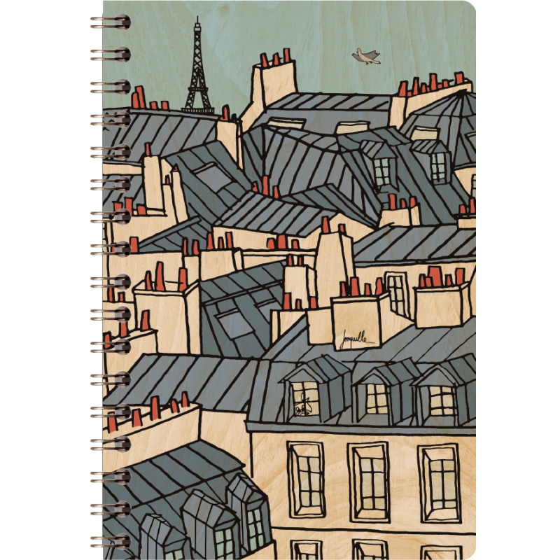 Carnet couverture en bois "Toits de Paris" - Woodhi