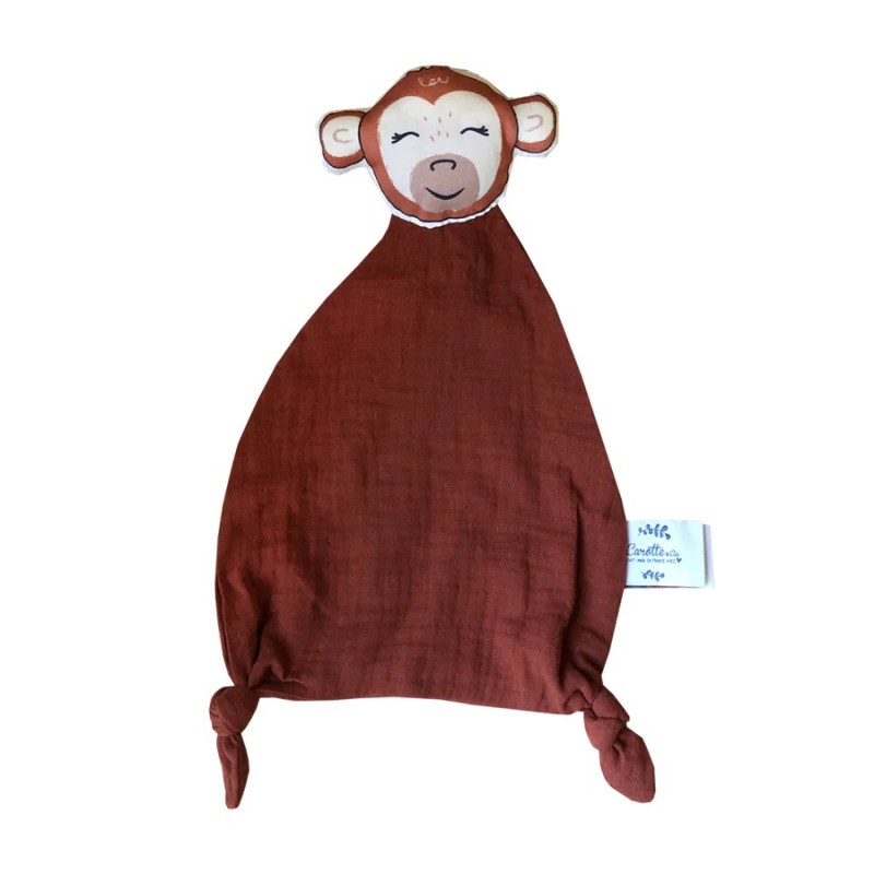 Doudou en coton bio "Singe" terracotta