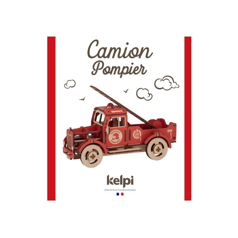 Maquette Camion de pompiers en bois - Kelpi