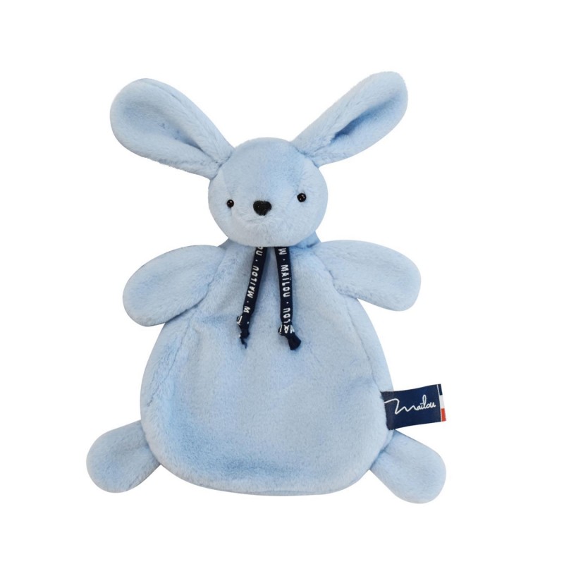 Doudou "Lapin Dorlotin" bleu - 22cm - Maïlou Tradition